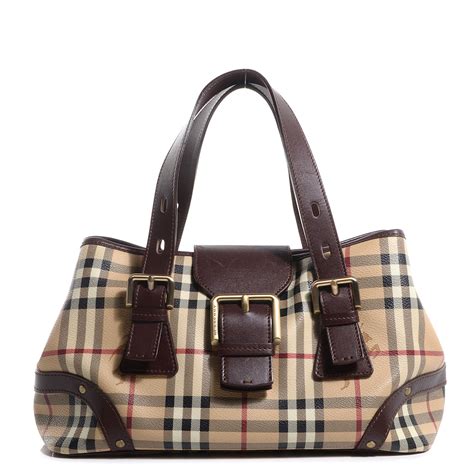 BURBERRY Haymarket Check Buckle Satchel 